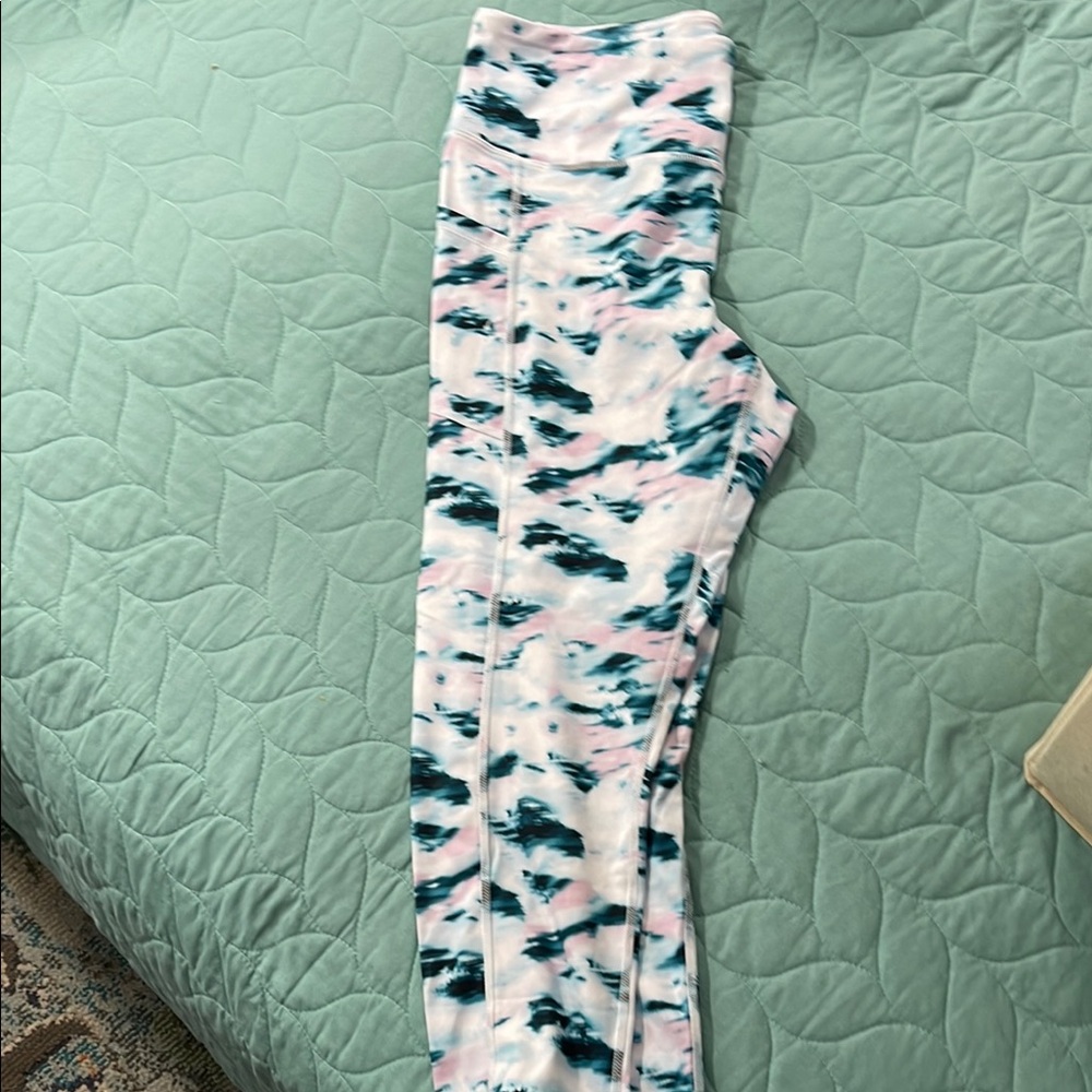 GAIAM Tie-Dye Leggings in Pink and Green size Large